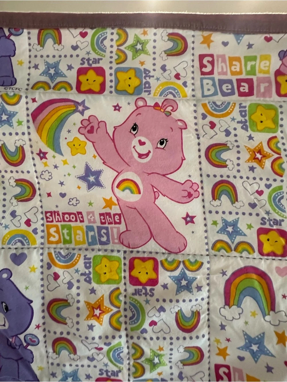 Handmade Care Bear quilt